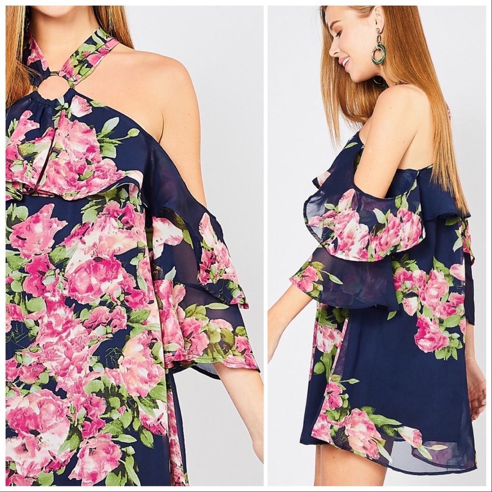 Entro Loveliness Floral Halter Mini Dress - Picture 9 of 16